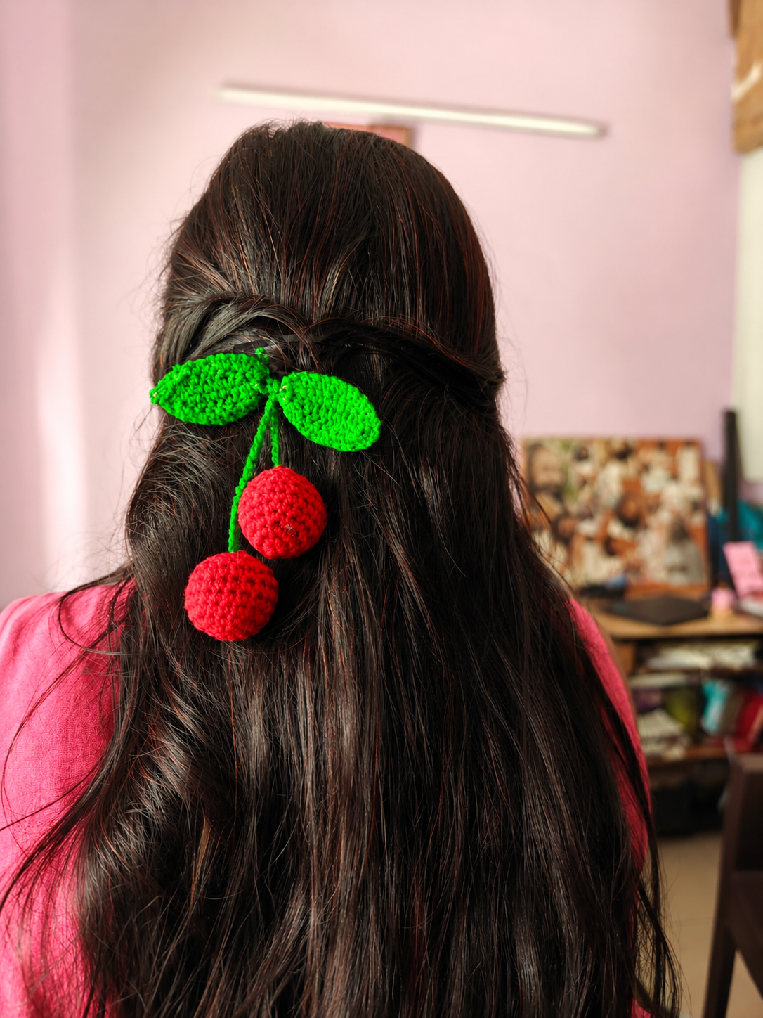 Crochet Cherry Hair Accessory 🍒✨-image